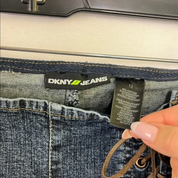 Women's Blue Jeans with Lace-Up Detail straight leg boho jeans - Picture 5 of 9